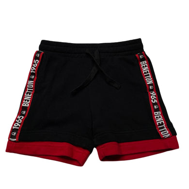 Boys United Colors of Benetton, black & red casual shorts, elasticated, no size, W: 29cm across unstretched, GUC, size 8,  