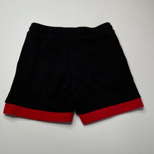 Load image into Gallery viewer, Boys United Colors of Benetton, black &amp; red casual shorts, elasticated, no size, W: 29cm across unstretched, GUC, size 8,  