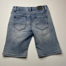 Load image into Gallery viewer, Boys Bauhaus, distressed stretch denim shorts, adjustable, GUC, size 14,  