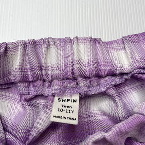 Girls SHEIN, purple check lightweight skirt, elasticated, L: 38cm, EUC, size 10-11,  