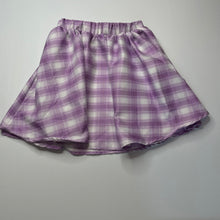 Load image into Gallery viewer, Girls SHEIN, purple check lightweight skirt, elasticated, L: 38cm, EUC, size 10-11,  