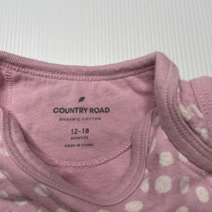 Girls Country Road, embroidered organic cotton bodysuit / romper, GUC, size 1,  