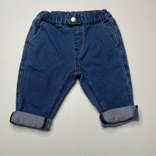 Load image into Gallery viewer, unisex Seed, blue stretch denim pants, elasticated, EUC, size 00,  