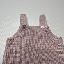 Load image into Gallery viewer, Girls Seed, lilac &amp; peach knitted cotton overalls, EUC, size 000,  