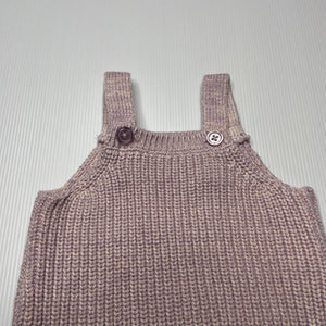 Girls Seed, lilac & peach knitted cotton overalls, EUC, size 000,  