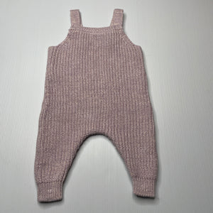 Girls Seed, lilac & peach knitted cotton overalls, EUC, size 000,  