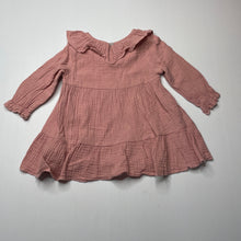 Load image into Gallery viewer, Girls SHEIN, pink crinkle cotton long sleeve dress, GUC, size 0, L: 37cm