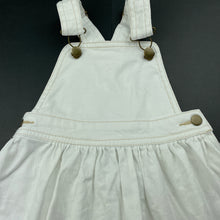 Load image into Gallery viewer, Girls Anko, white stretch denim overalls dress / pinafore, GUC, size 3, L: 46cm