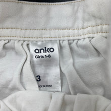 Load image into Gallery viewer, Girls Anko, white stretch denim overalls dress / pinafore, GUC, size 3, L: 46cm