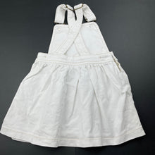 Load image into Gallery viewer, Girls Anko, white stretch denim overalls dress / pinafore, GUC, size 3, L: 46cm