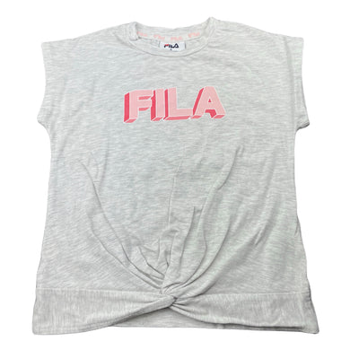 Girls FILA, grey marle stretchy twist front top, FUC, size 6,  