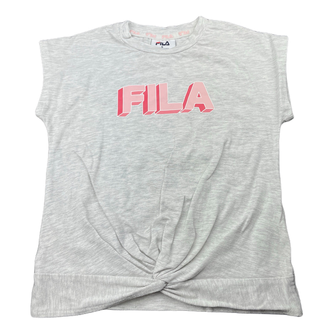 Girls FILA, grey marle stretchy twist front top, FUC, size 6,  