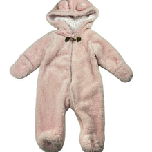 Load image into Gallery viewer, Girls Ollies Place, pink fleece hooded zip coverall / romper, GUC, size 000,  