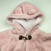 Load image into Gallery viewer, Girls Ollies Place, pink fleece hooded zip coverall / romper, GUC, size 000,  