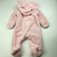 Load image into Gallery viewer, Girls Ollies Place, pink fleece hooded zip coverall / romper, GUC, size 000,  