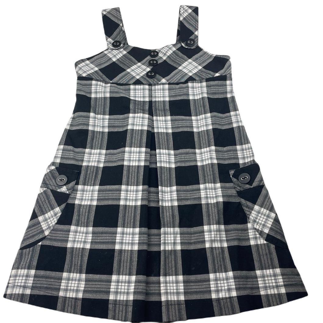 Girls Pumpkin Patch, black & white check casual dress, FUC, size 6, L: 64cm
