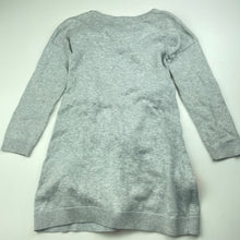 Load image into Gallery viewer, Girls Seed, grey knitted cotton long sleeve dress, pom poms, GUC, size 3-4, L: 55cm