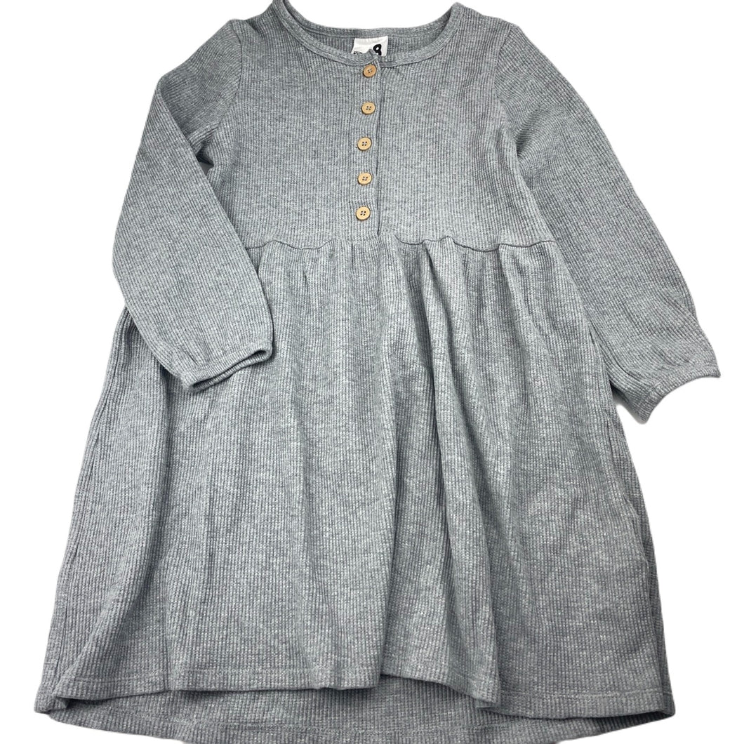 Girls Cotton On, grey waffle long sleeve casual dress, EUC, size 8, L: 62cm approx