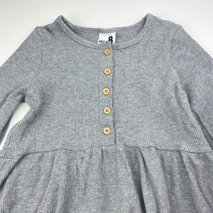 Girls Cotton On, grey waffle long sleeve casual dress, EUC, size 8, L: 62cm approx