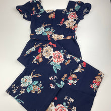 Load image into Gallery viewer, Girls SHEIN, lightweight navy floral jumpsuit, EUC, size 9,  