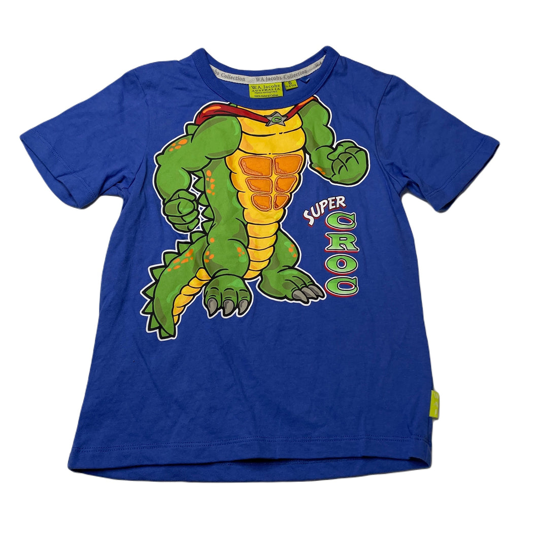 Boys WA Jacobs, blue cotton t-shirt / top, crocodile, EUC, size 6,  