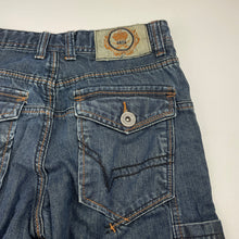 Load image into Gallery viewer, Boys Shock Resistant, dark denim long shorts, adjustable, Inside leg: 32cm, EUC, size 10,  