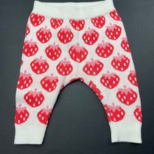 Load image into Gallery viewer, Girls Seed, knitted cotton leggings / bottoms, strawberries, GUC, size 000,  