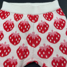 Load image into Gallery viewer, Girls Seed, knitted cotton leggings / bottoms, strawberries, GUC, size 000,  