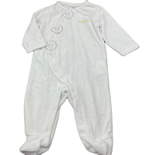 Load image into Gallery viewer, unisex Brioche, white velour coverall / romper, small marks, FUC, size 6 months,  