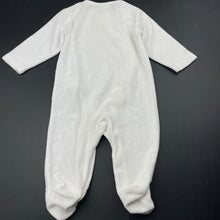 Load image into Gallery viewer, unisex Brioche, white velour coverall / romper, small marks, FUC, size 6 months,  