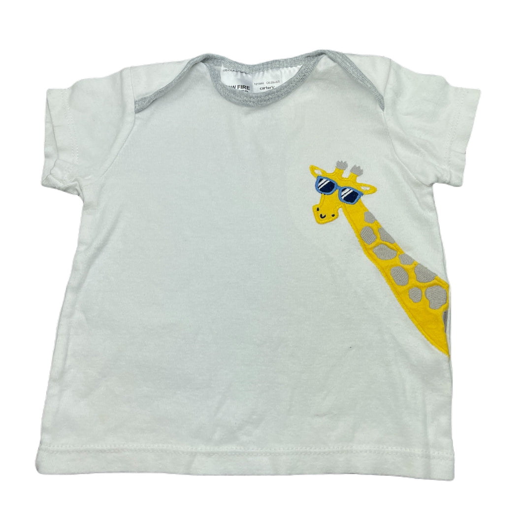 Boys Carters, white cotton t-shirt / top, giraffe, GUC, size 00,  