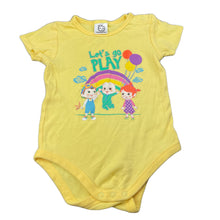 Load image into Gallery viewer, unisex CoComelon, yellow cotton bodysuit / romper, EUC, size 1,  
