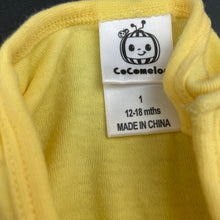 Load image into Gallery viewer, unisex CoComelon, yellow cotton bodysuit / romper, EUC, size 1,  