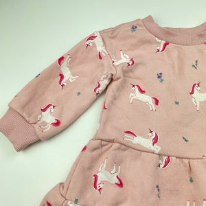 Girls Anko, fleece lined sweater dress, unicorns, GUC, size 1, L: 41cm