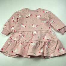 Load image into Gallery viewer, Girls Anko, fleece lined sweater dress, unicorns, GUC, size 1, L: 41cm
