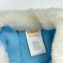 Load image into Gallery viewer, Girls Gymboree, blue knitted dress, faux fur collar, GUC, size 1, L: 44cm