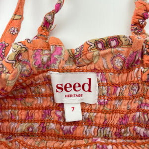Girls Seed, shirred floral summer top, GUC, size 7,  