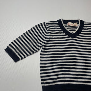 Boys Brums, navy stripe knitted cotton sweater / jumper, GUC, size 6 months,  