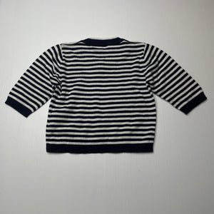 Boys Brums, navy stripe knitted cotton sweater / jumper, GUC, size 6 months,  