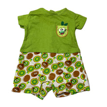 Load image into Gallery viewer, unisex Prenatal, lightweight cotton romper, kiwi fruit, GUC, size 000,  