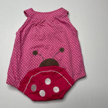 Load image into Gallery viewer, Girls Wee Babes, pink cotton romper, ladybird, FUC, size 000,  