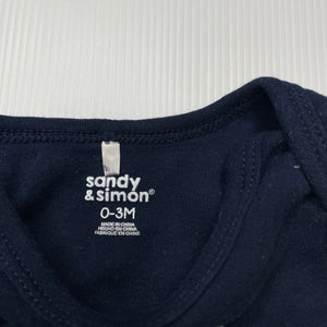 Boys Sandy & Simon, navy cotton bodysuit / romper, EUC, size 000,  
