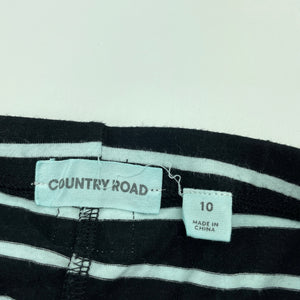 Girls Country Road, black & white stripe leggings, elasticated, Inside leg: 58cm, GUC, size 10,  