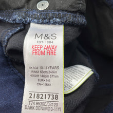 Load image into Gallery viewer, Girls M&amp;S, stretchy lightweight denim jeans, adjustable, Inside leg: 61.5cm, FUC, size 10-11,  