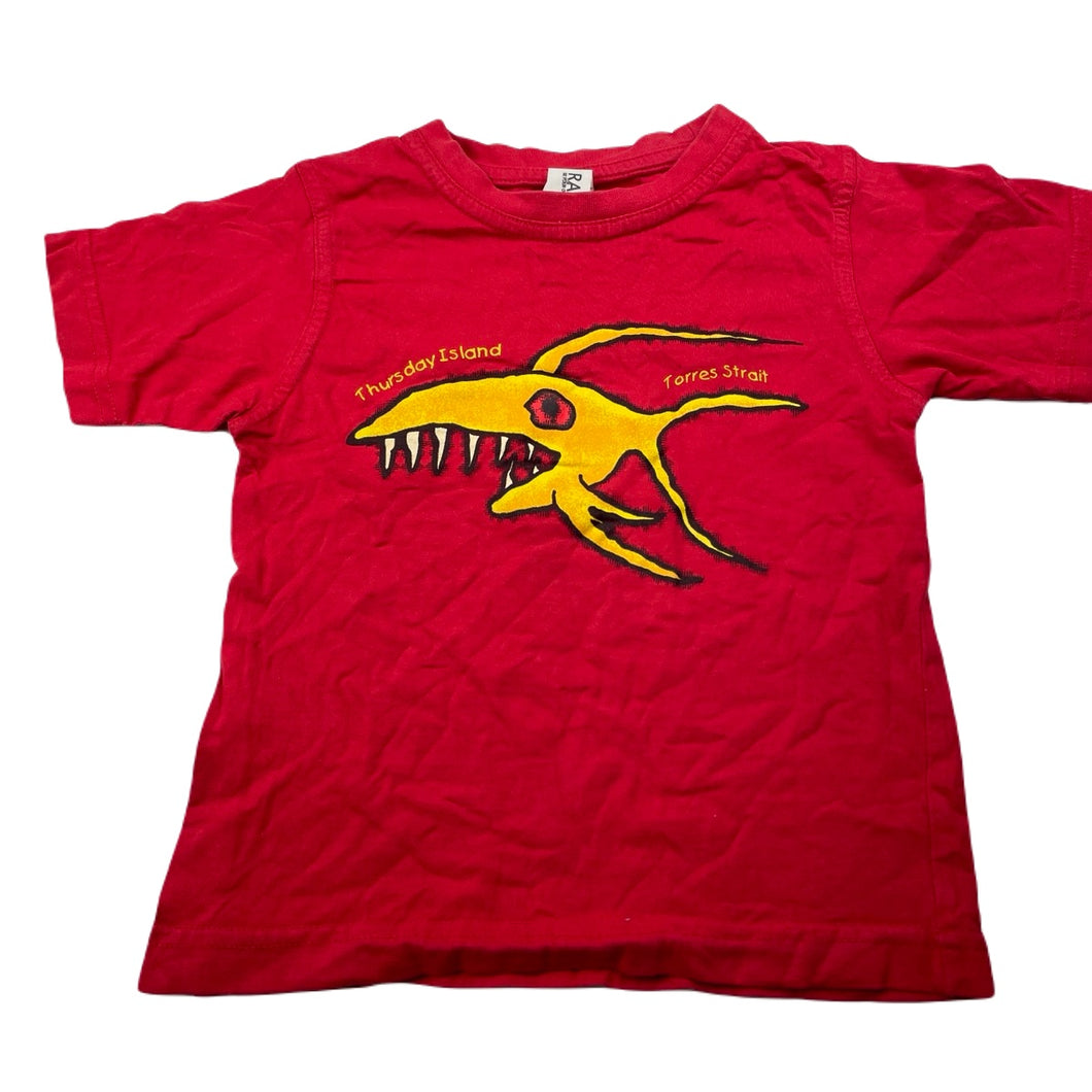 Boys RAMO, red cotton t-shirt / top, shark, GUC, size 0-1,  