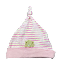 Load image into Gallery viewer, Girls Baby World, striped soft feel cotton hat / beanie, EUC, size 000,  
