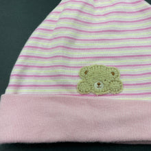Load image into Gallery viewer, Girls Baby World, striped soft feel cotton hat / beanie, EUC, size 000,  