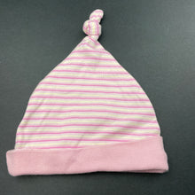 Load image into Gallery viewer, Girls Baby World, striped soft feel cotton hat / beanie, EUC, size 000,  
