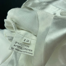 Load image into Gallery viewer, unisex lined, satin Baptism / Christening romper, EUC, size 12 months,  