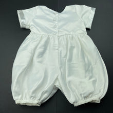 Load image into Gallery viewer, unisex lined, satin Baptism / Christening romper, EUC, size 12 months,  